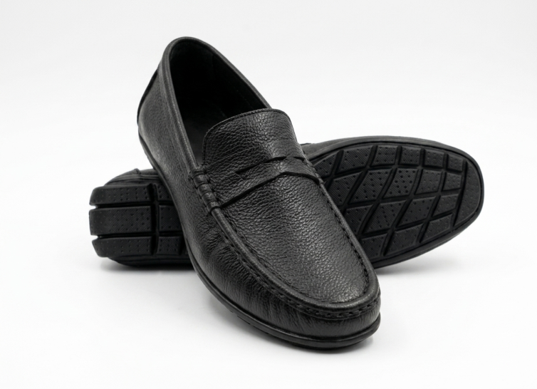 Crossstep Men’s Leather Penny Loafer – Driving Moccasin Black